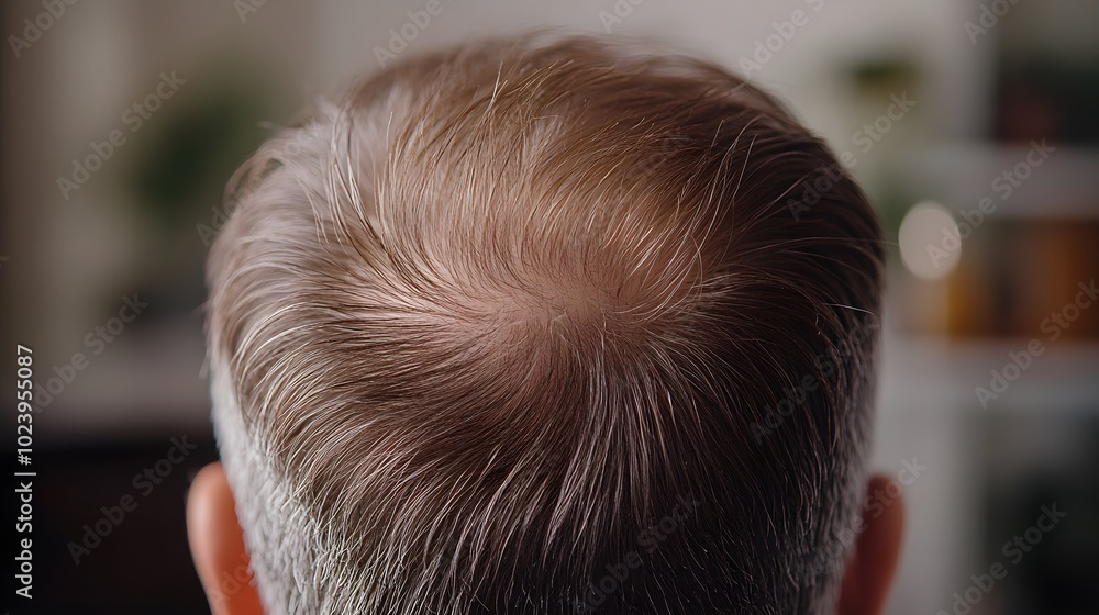 Fototapeta premium Patient's PRP therapy journey for hair loss in a video testimonial, with detailed before-and-after images illustrating hair regrowth and improvement over time