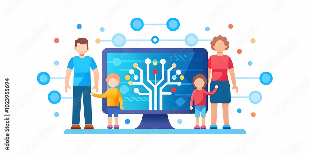 Macro Close-Up of Family Holding a Digital Family Tree with Floating Holographic Ancestors, Symbolizing Family Roots and Generational Love Through Futuristic Technology, Ideal for Photo Stock Concept Macro Close-Up of Family Holding a Digital Family Tree with Floating Holographic Ancestors, Symbolizing Family Roots and Generational Love Through Futuristic Technology, Ideal for Photo Stock Concept