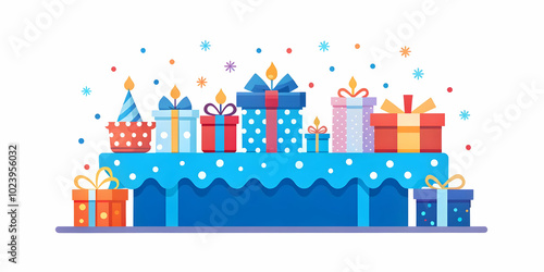 Bokeh Digital Art of a Surprise Birthday Party: A Festive Table Full of Gifts and Soft Background Lights Capturing Joyous Celebrations | Perfect for Birthday Gift Ads and Family Gatherings
