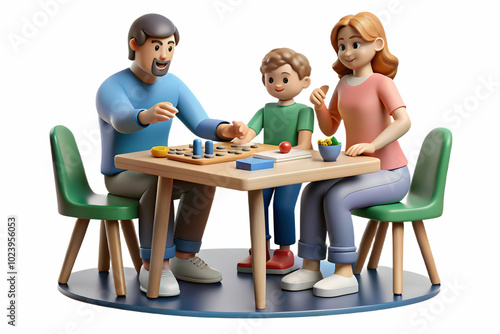 Candid Family Bonding Moment: Playing Indoor Board Games Together on a Rainy Day - Joyful Smiles and Laughter Captured for Stock Photography