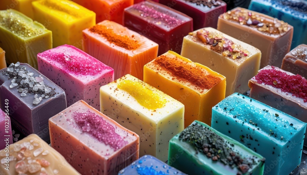 Handmade Soap Ingredients, vibrant colors, close-up, natural ingredients, photography Handmade Soap Ingredients, vibrant colors, close-up, natural ingredients, photography