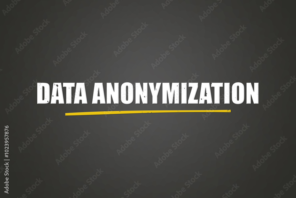 Fototapeta premium Data Anonymization. A blackboard with white text. Illustration with grunge text style.