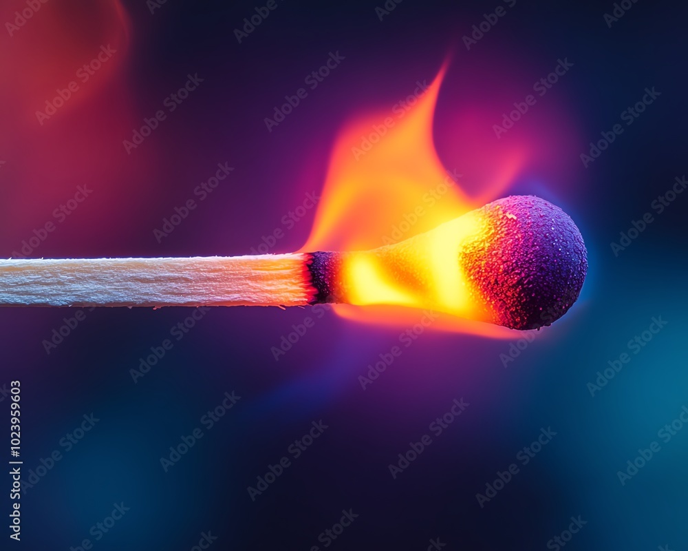 Closeup of a matchstick igniting, capturing the moment of spark before a larger event, fiery details, engaging background Closeup of a matchstick igniting, capturing the moment of spark before a larger event, fiery details, engaging background