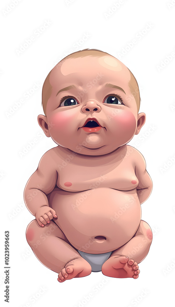 A fat and healthy five month old isolated with white highlights, png A fat and healthy five month old isolated with white highlights, png