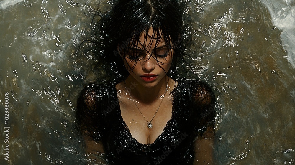 Obraz premium Woman in Water: A Surreal Portrait