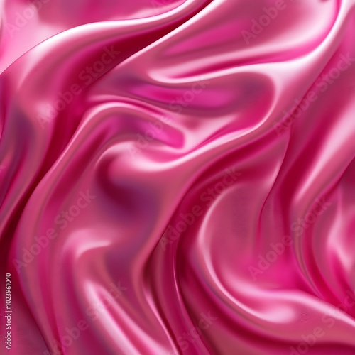 A close-up of smooth, shiny pink fabric with flowing folds.