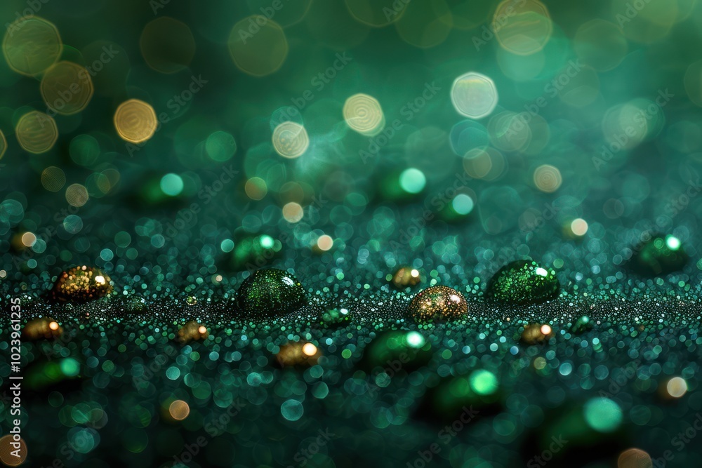 Sparkling Green Glitter Bokeh Background Sparkling Green Glitter Bokeh Background