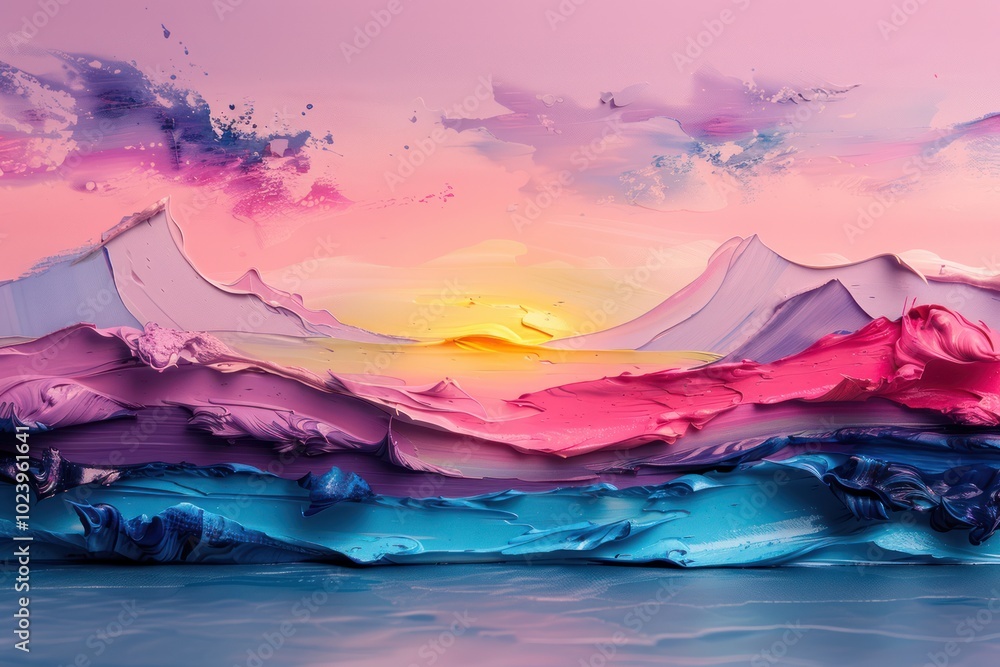 Fototapeta premium Colorful Swirls of Purple and Pink Marbled Ink on Abstract Painted Texture Background - Banner or Painting