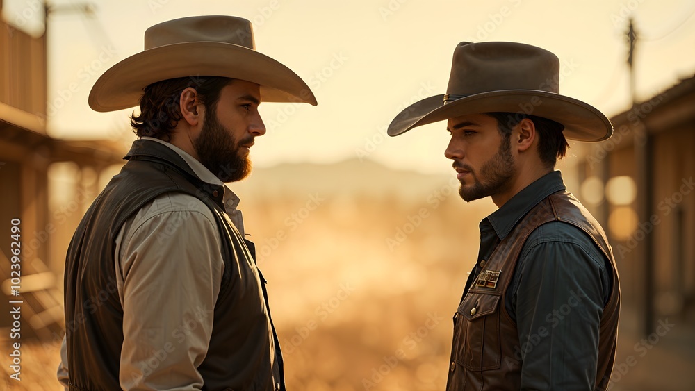 Close-Up of Cowboys’ Faces During a Duel. Close-Up of Cowboys’ Faces During a Duel.