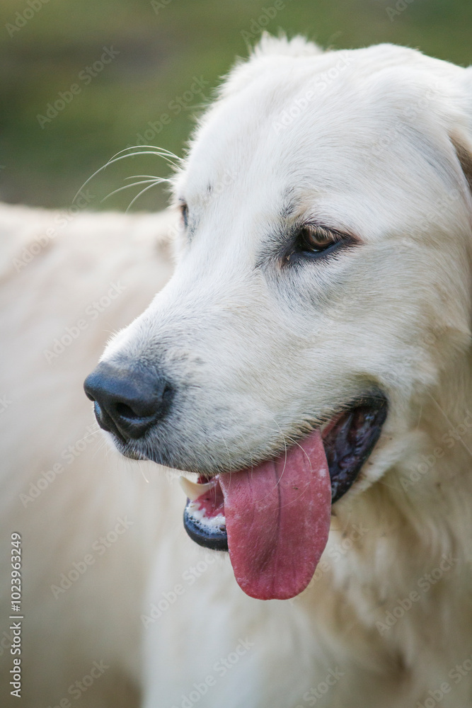 Portrait of a while labrador enjoying in the summer sun. Vertical. Portrait of a while labrador enjoying in the summer sun. Vertical.