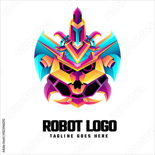 Colorful Robot Gradient Logo Template
