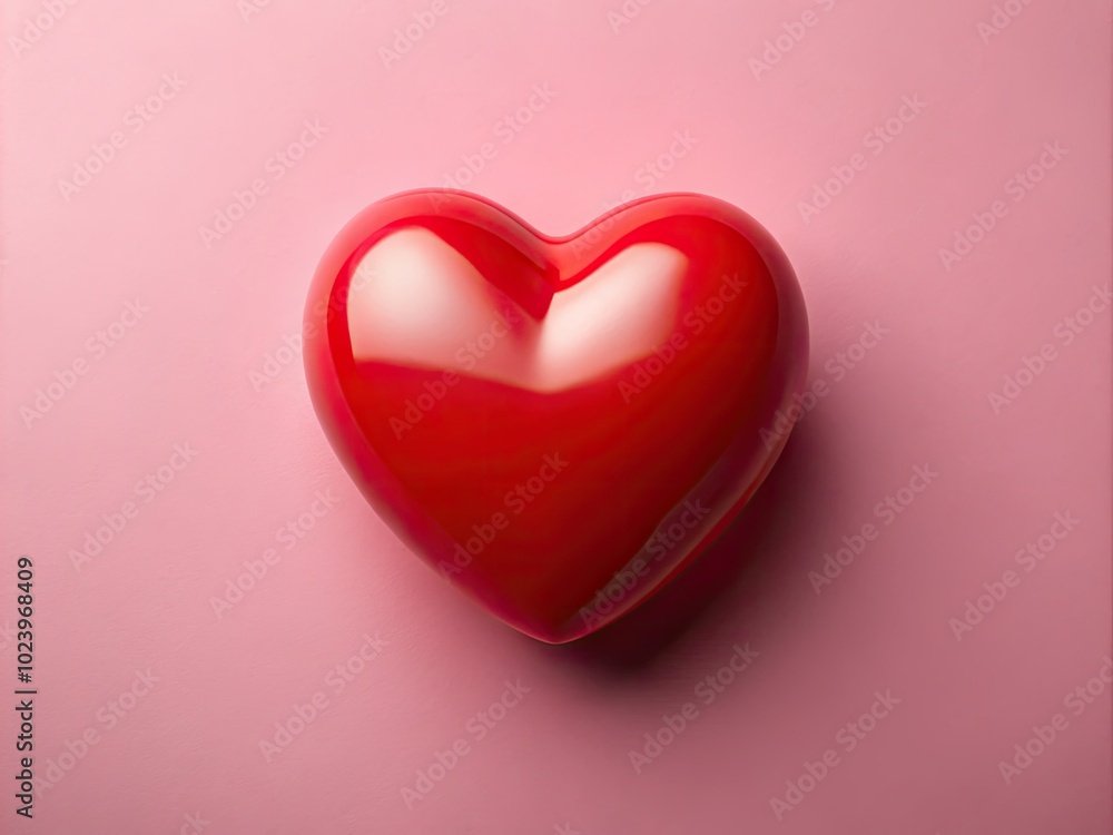A bold red heart rests gently on a soft pink background, embodying the essence of love and affection, creating a romantic and tender atmosphere. A bold red heart rests gently on a soft pink background, embodying the essence of love and affection, creating a romantic and tender atmosphere.