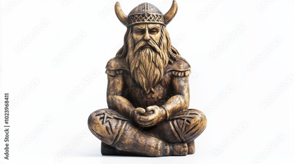 Vili a prominent Scandinavian god is portrayed sitting calmly in a meditative posture showcasing intricate details of his attire and expression emphasizing his divine nature. Vili a prominent Scandinavian god is portrayed sitting calmly in a meditative posture showcasing intricate details of his attire and expression emphasizing his divine nature.