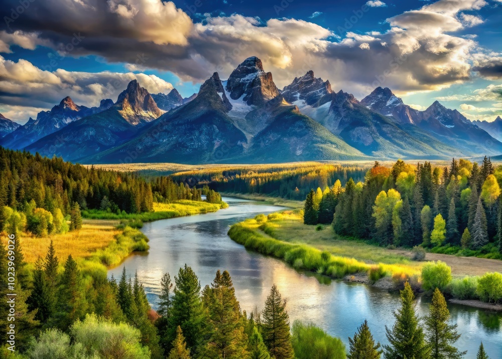 A breathtaking panorama of the Snake River winding through Wyoming’s stunning landscape, framed by the majestic Grand Teton Mountains under the clear daylight sky. A breathtaking panorama of the Snake River winding through Wyoming’s stunning landscape, framed by the majestic Grand Teton Mountains under the clear daylight sky.