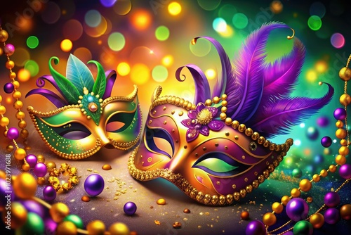 Bright and festive Mardi Gras backgrounds ideal for Fat Tuesday celebrations, offering graphic templates that embody the lively spirit and rich traditions of this joyful occasion. photo