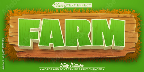 Cartoon Green Farm Vector Editable Text Effect Template