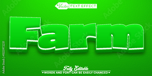 Cartoon Green Farm Vector Editable Text Effect Template