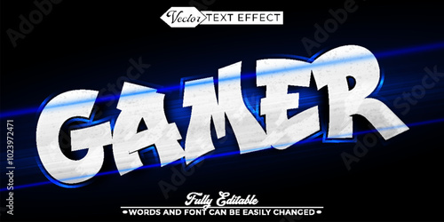 Blue Gamer Vector Editable Text Effect Template