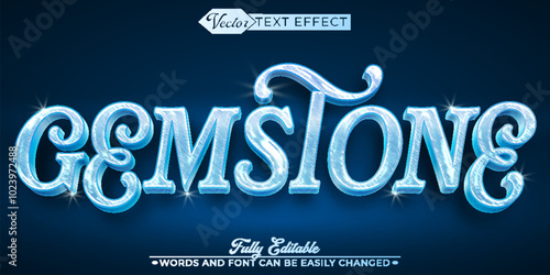 Blue Luxury Shiny Gemstone Vector Editable Text Effect Template