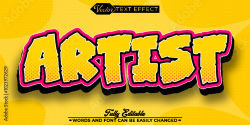 Cartoon Yellow Artist Vector Editable Text Effect Template