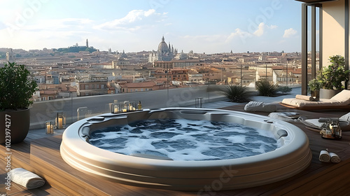 Luxurious hot tub with a st...