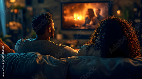 Couple enjoying a cozy even...