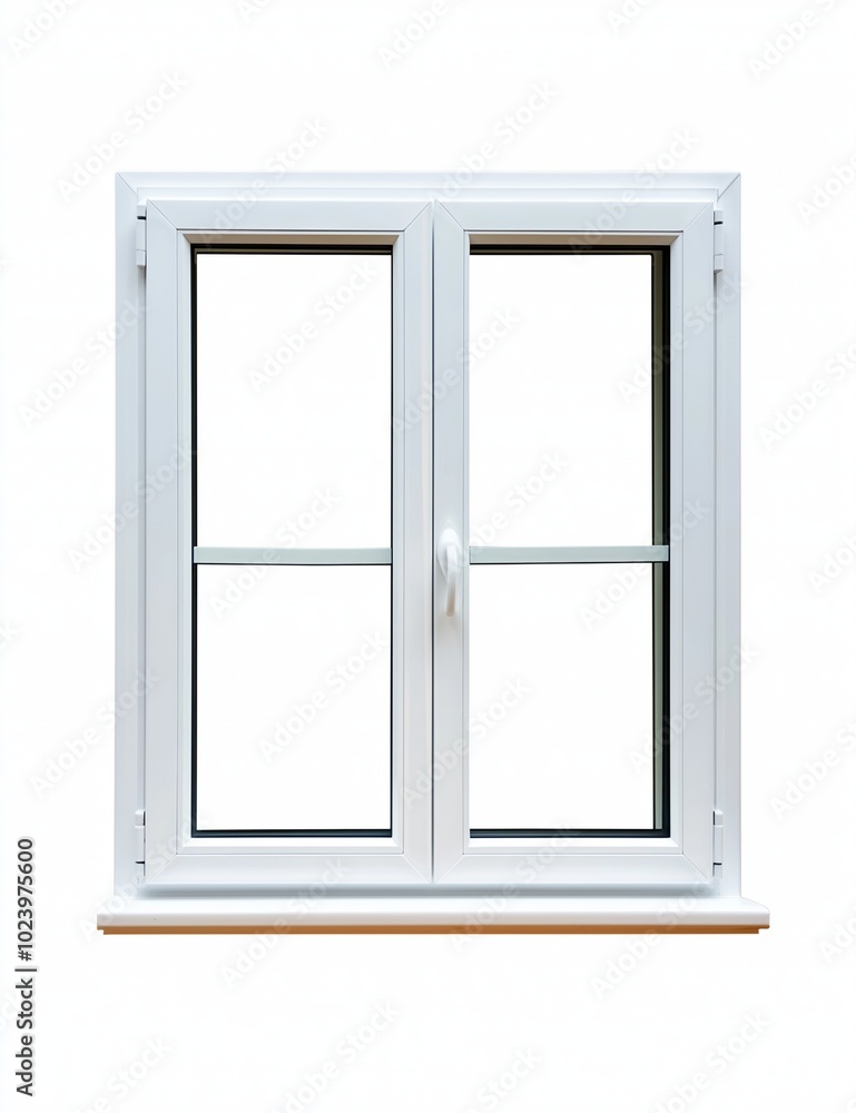 A contemporary white window frame featuring clear glass panes against a sleek minimalist background, representing transparency, openness, and modern design aesthetic. A contemporary white window frame featuring clear glass panes against a sleek minimalist background, representing transparency, openness, and modern design aesthetic.