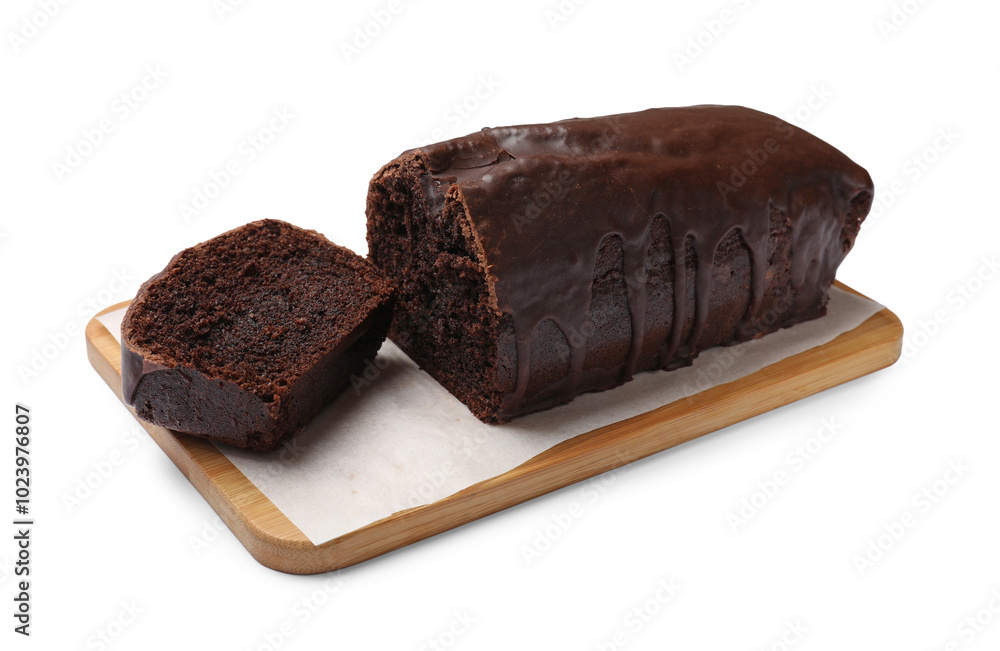 Tasty chocolate sponge cake isolated on white Tasty chocolate sponge cake isolated on white