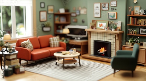 Wallpaper Mural Cozy miniature living room with vibrant furniture and warm atmosphere. Torontodigital.ca