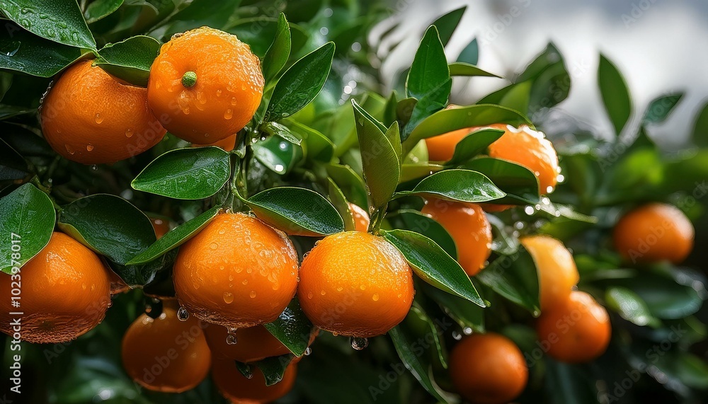 Ripe oranges on a tree Ripe oranges on a tree