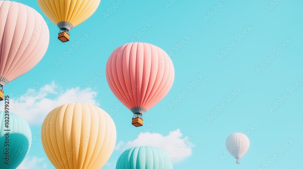 Fototapeta premium Colorful Hot Air Balloons in a Blue Sky