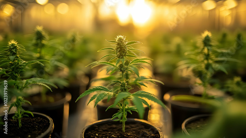 Cannabis plants growing in ...