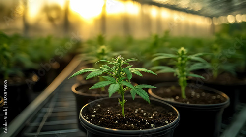 Young cannabis plants growi...