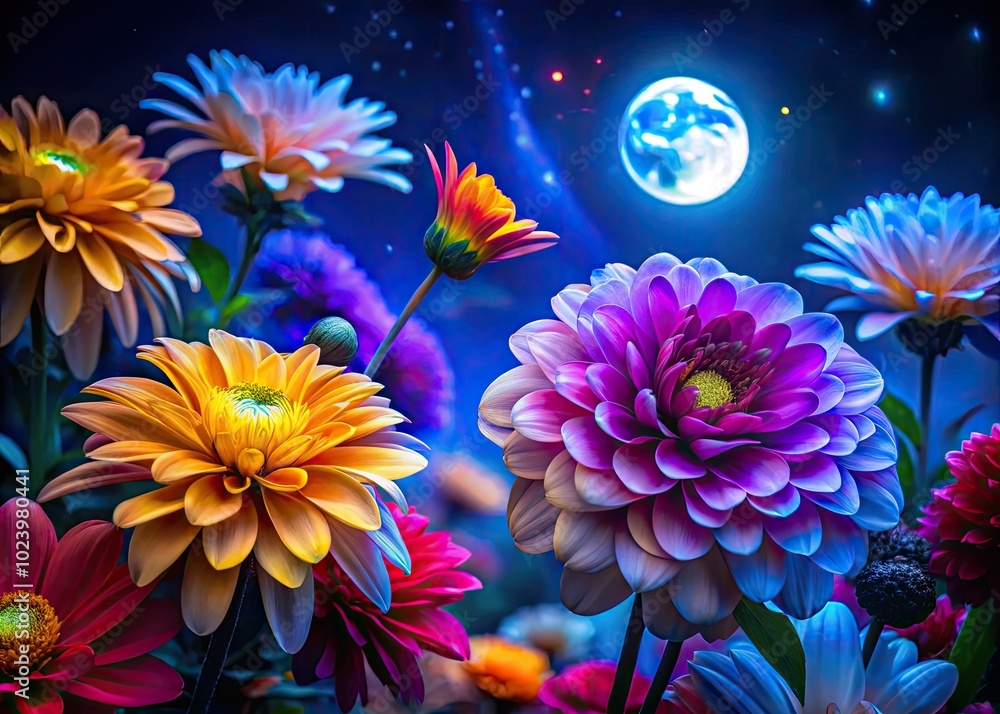 Close-Up Night Photography of Flowers Against Clear Sky for Stunning Visuals Close-Up Night Photography of Flowers Against Clear Sky for Stunning Visuals