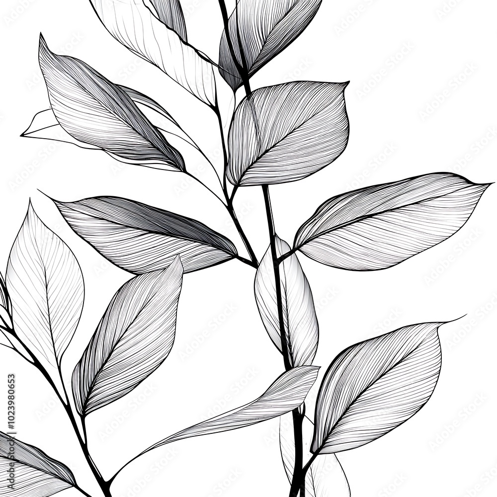 A delicate illustration of leaves with intricate line work, showcasing nature's beauty. A delicate illustration of leaves with intricate line work, showcasing nature's beauty.