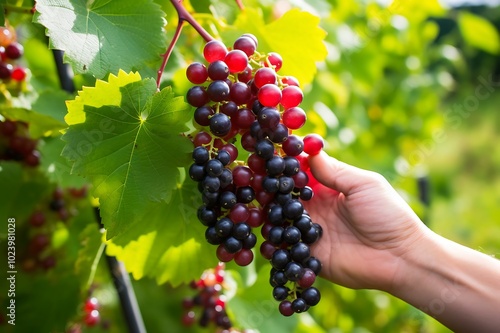 Hand picking Currant from Currant orchard