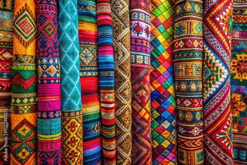 Close-Up of Colorful Fabrics - Textiles Background for Design and Fashion Applications