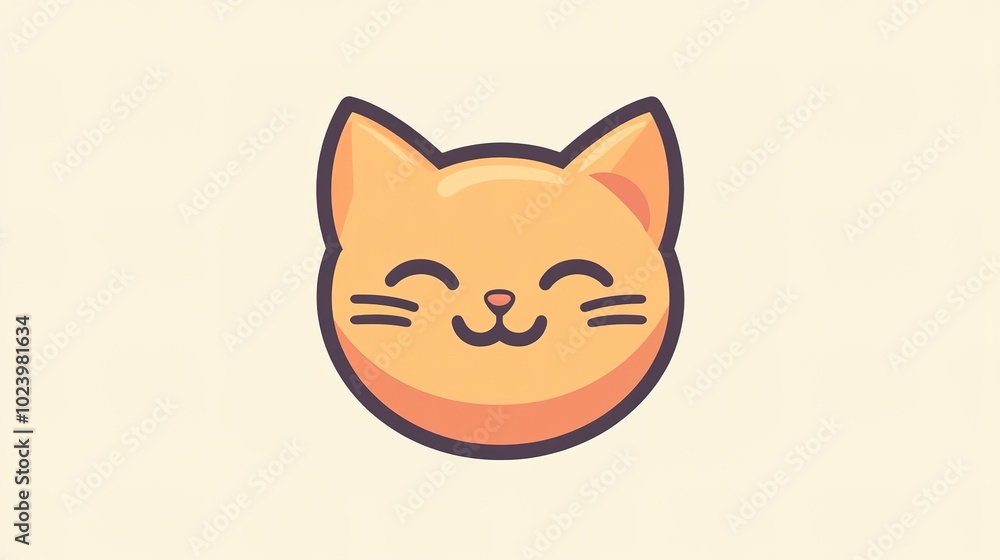 Obraz premium Adorable Smiling Cat Logo Design