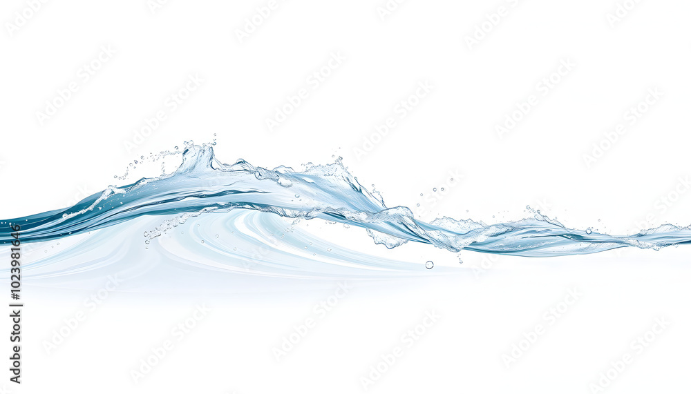 Magnificent water movement in super side view in a horizontal line isolated with white highlights, png Magnificent water movement in super side view in a horizontal line isolated with white highlights, png