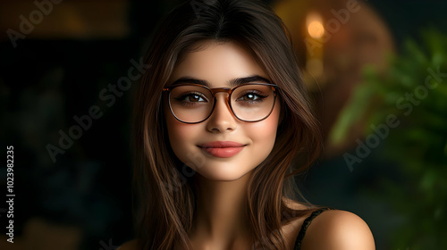 Woman with Glasses Smiling: Portrait Photography