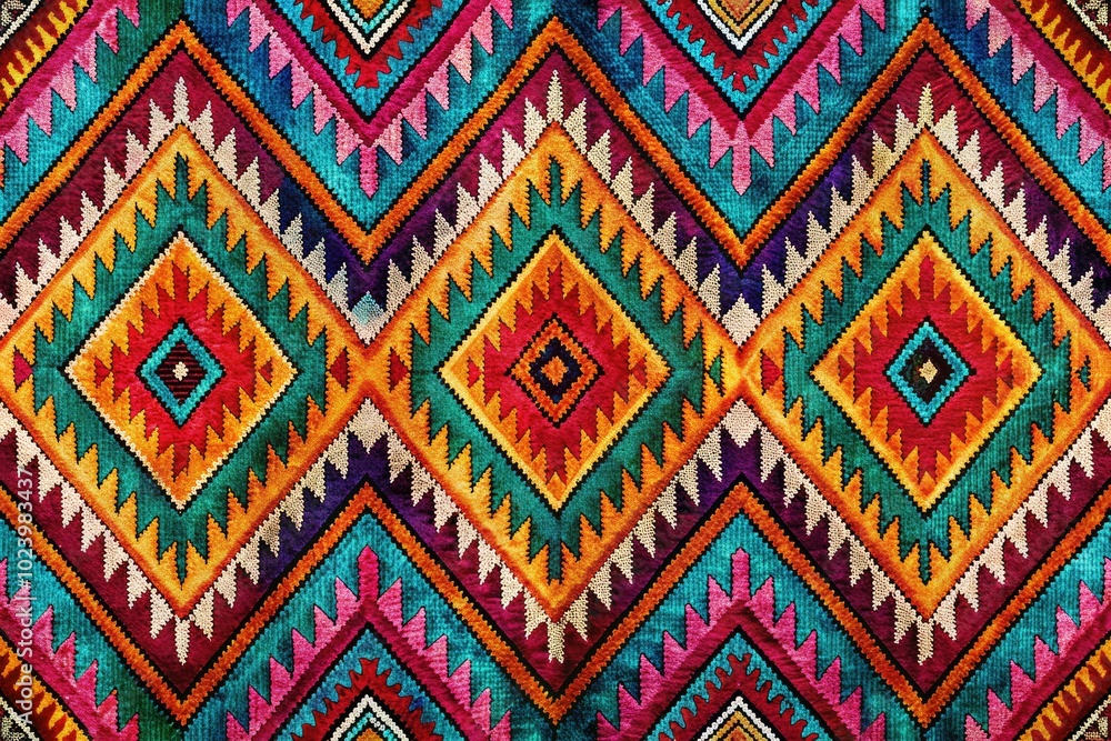 Colorful ikat-inspired geometric design in an ethnic tribal style, hand-drawn , showcasing stunning Aztec patterns for a vibrant and artistic decorative look. Colorful ikat-inspired geometric design in an ethnic tribal style, hand-drawn , showcasing stunning Aztec patterns for a vibrant and artistic decorative look.