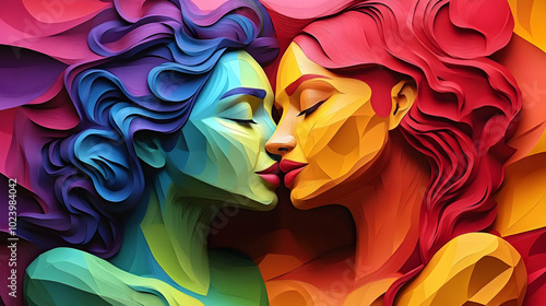 Abstract portrait of two co...