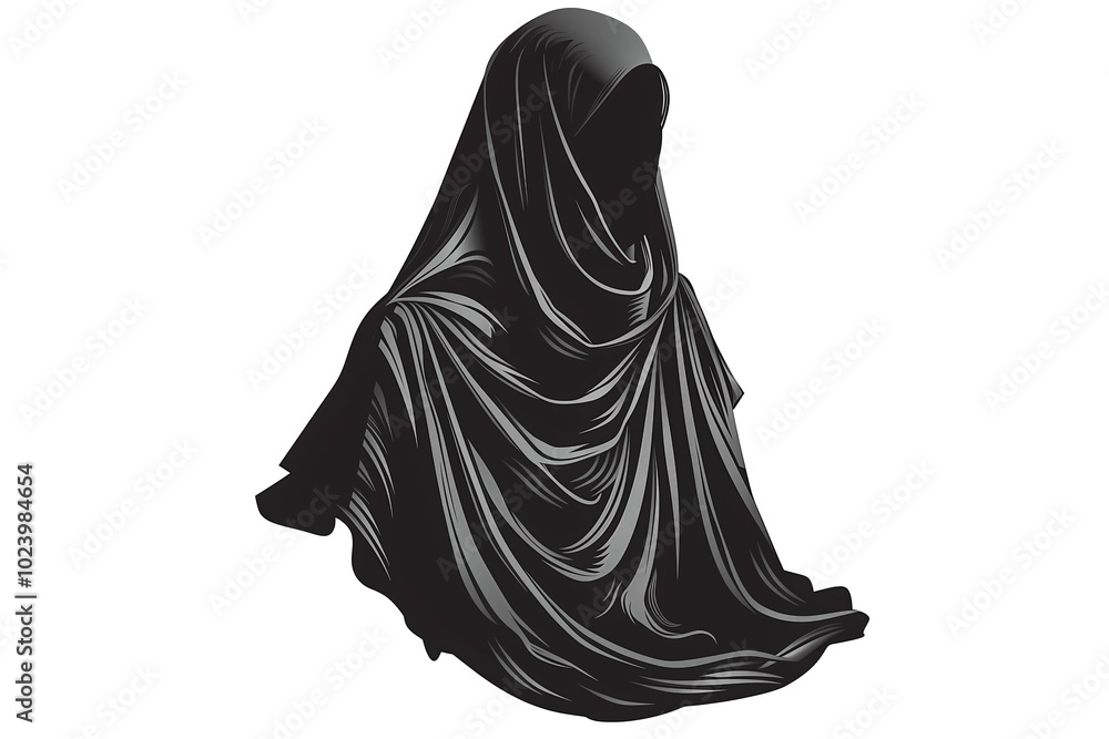 black hijab design icon on white background - illustration black hijab design icon on white background - illustration