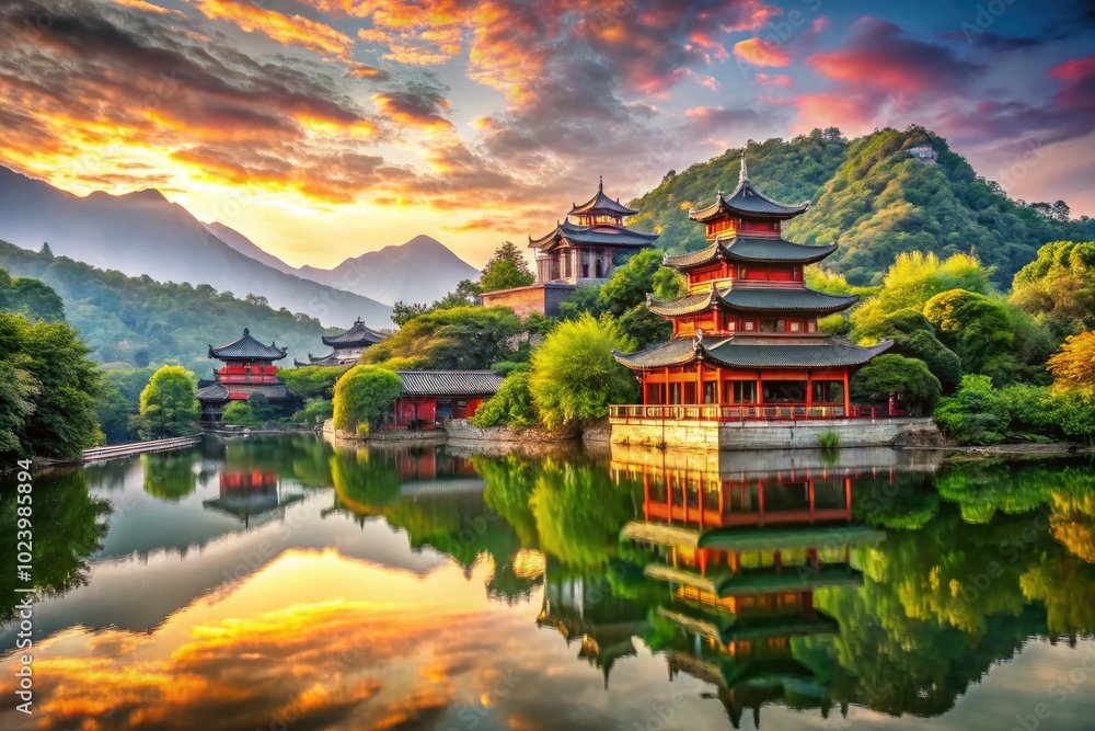 Fototapeta premium Spectacular photos illustrating the varied landscapes and rich cultural traditions of China, capturing the essence of its natural wonders and historical significance in striking detail.