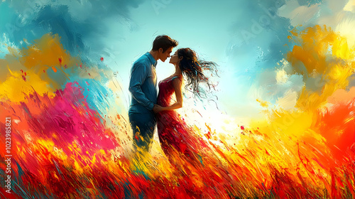 A romantic embrace in a vib...