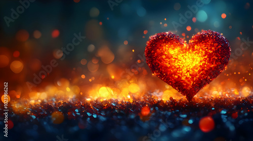 A glowing heart made of spa...