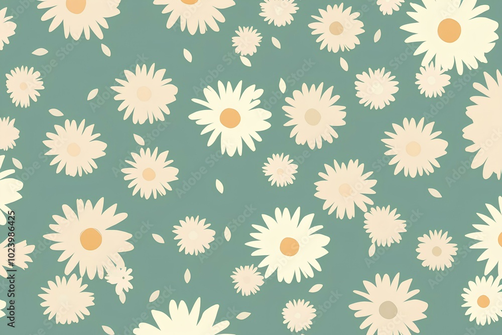 seamless pattern with camomiles
