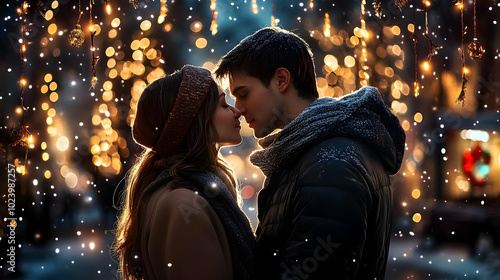 A romantic couple sharing a...