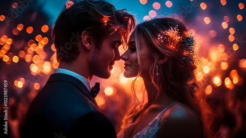 Romantic couple sharing an ...