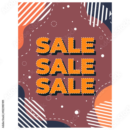 Sale vector memphis retro vintage abstract geometric poster, banner graphic design, illustration for shopping in trendy 80s old poster